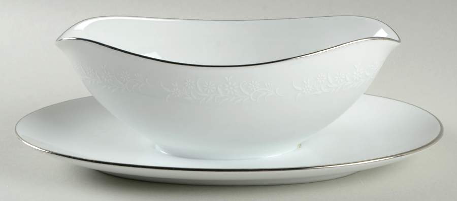 Snow Flower Gravy Boat with Attached Underplate by Zylstra-1