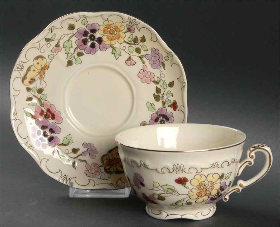 ZSO2 Footed Cup & Saucer Set by Zsolnay-1