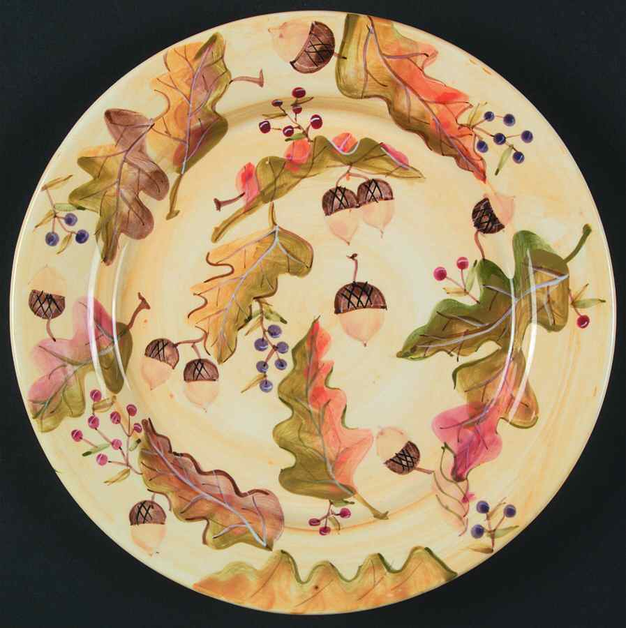 Harvest Leaves Acorns Salad/Dessert Plate by Zrike-1