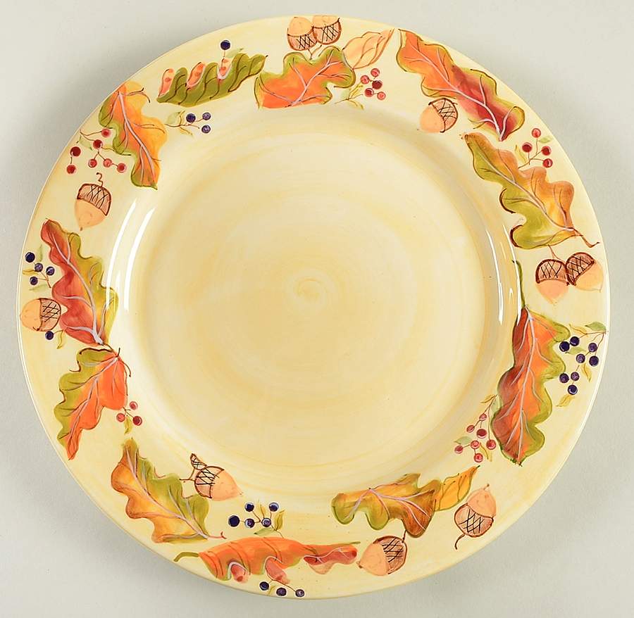 Harvest Leaves Acorns Dinner Plate by Zrike-1