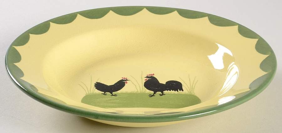 Cocks and Hens Large Rim Soup Bowl by Georg Schmider-1