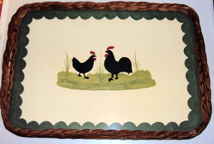 Cocks and Hens 16'' Rectangular Tray by Georg Schmider-1