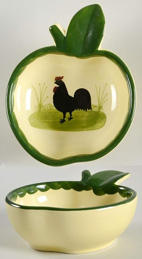 Cocks and Hens 5" Apple Shaped Bowl by Georg Schmider-1