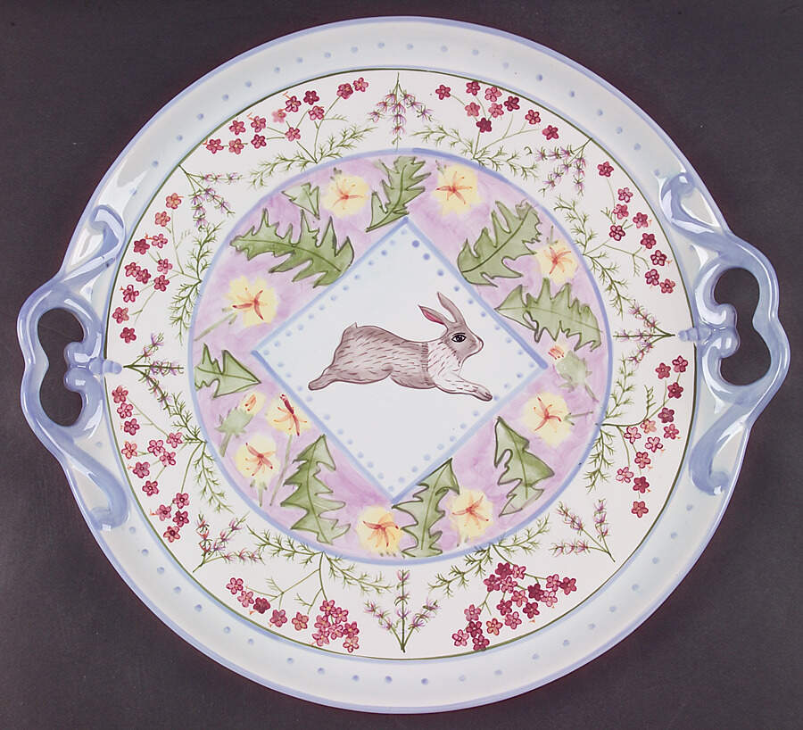 Meadow Bunny Handled Tray by Zrike-1