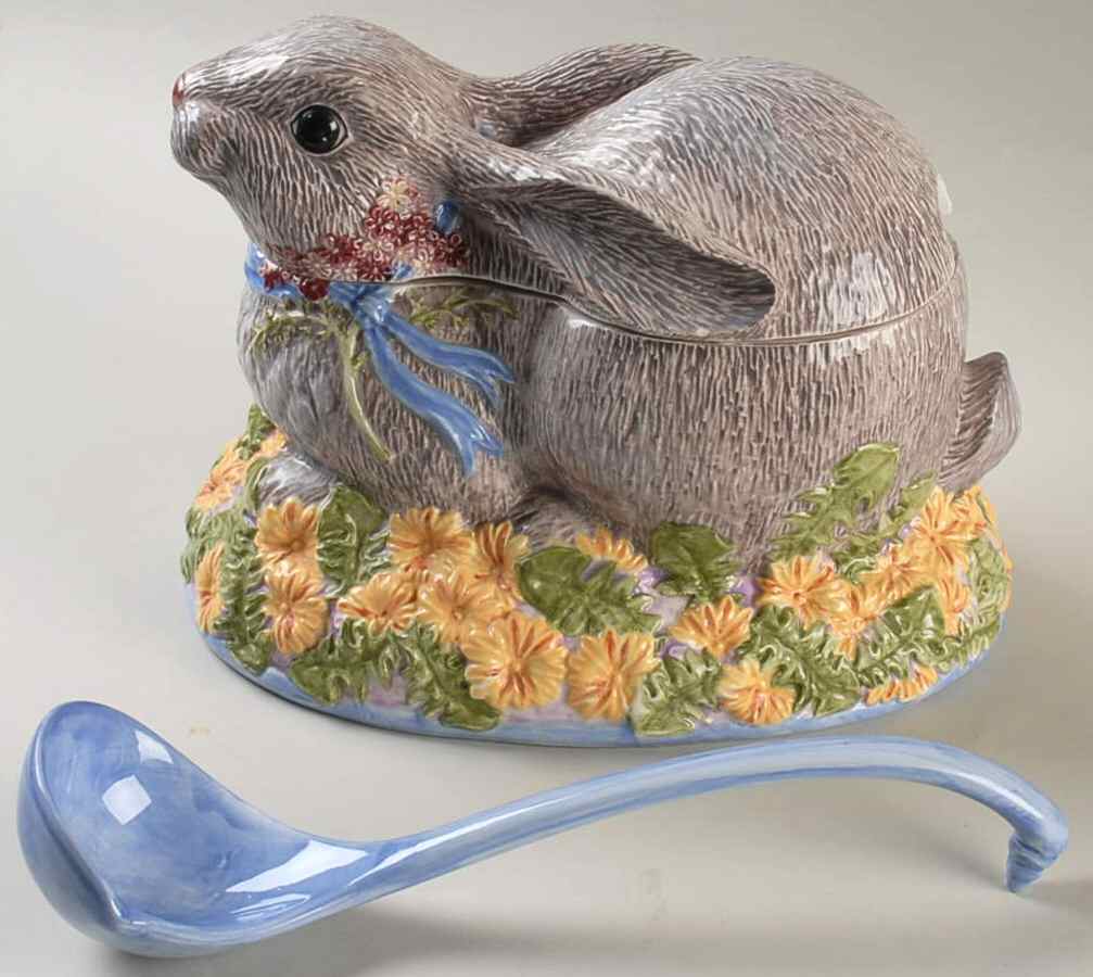 Meadow Bunny Figural Tureen & Lid with Ladle by Zrike-1