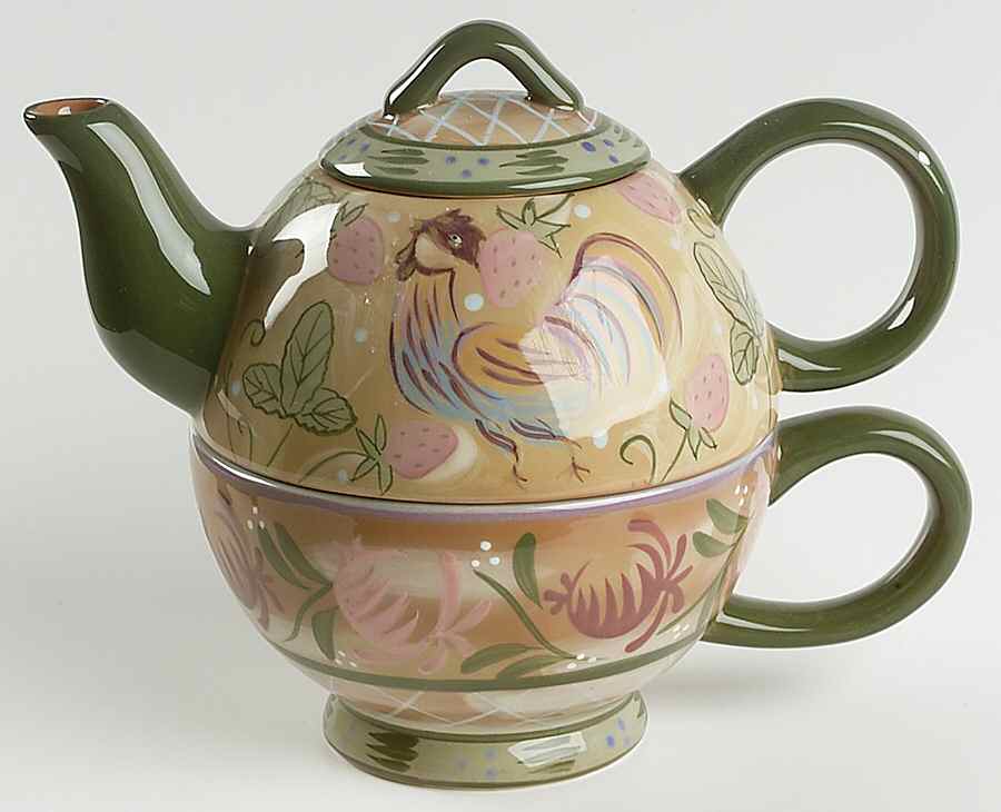 Chanticleer Individual Teapot & Lid with Cup by Zrike-1
