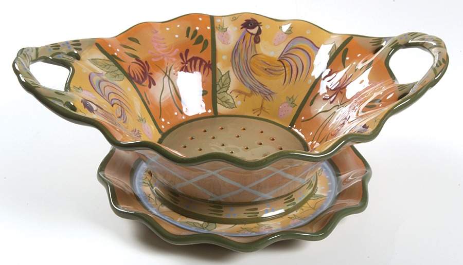 Chanticleer Pierced Berry Bowl and Underplate by Zrike-1