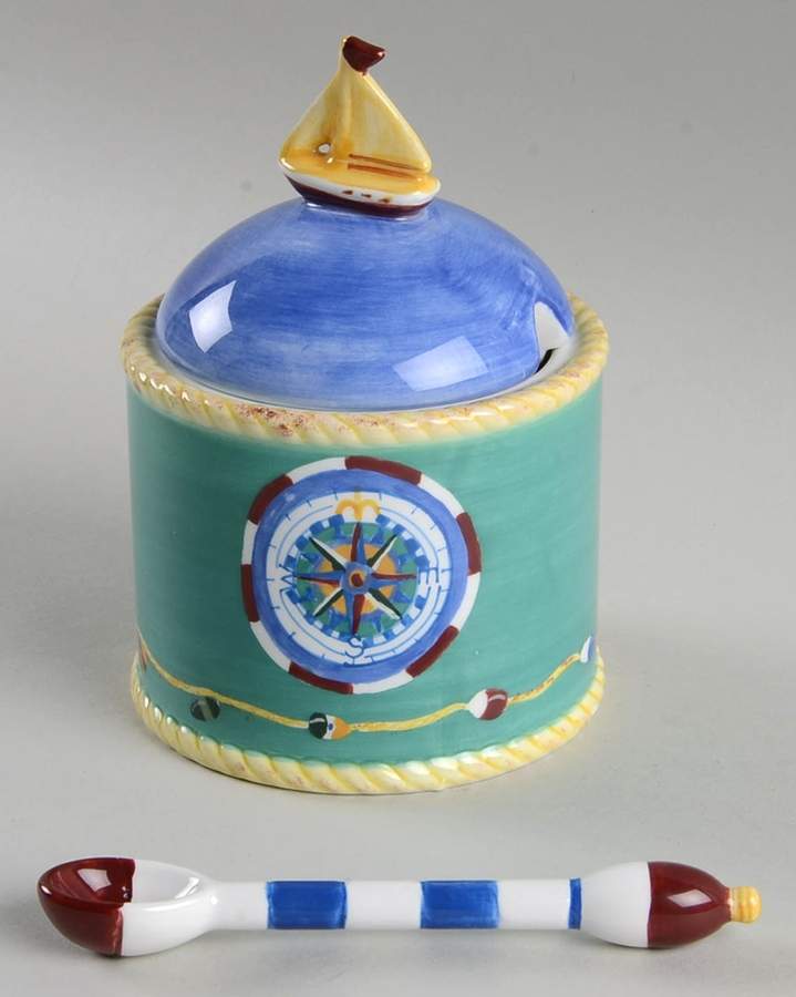 Maritime Collection Sugar Bowl & Lid W/Spoon by Zrike-1