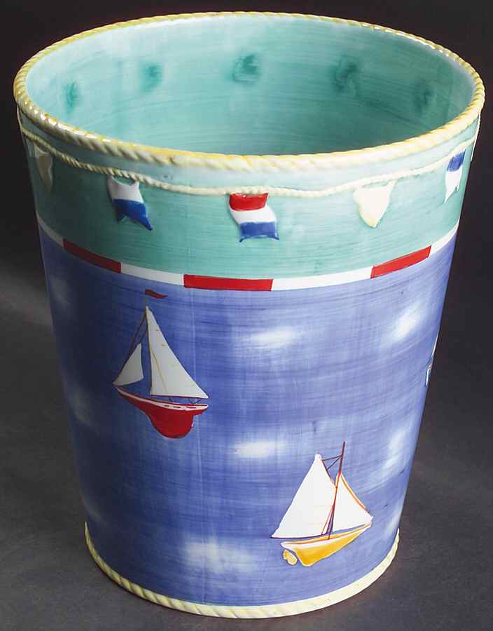 Maritime Collection China Waste Basket by Zrike-1