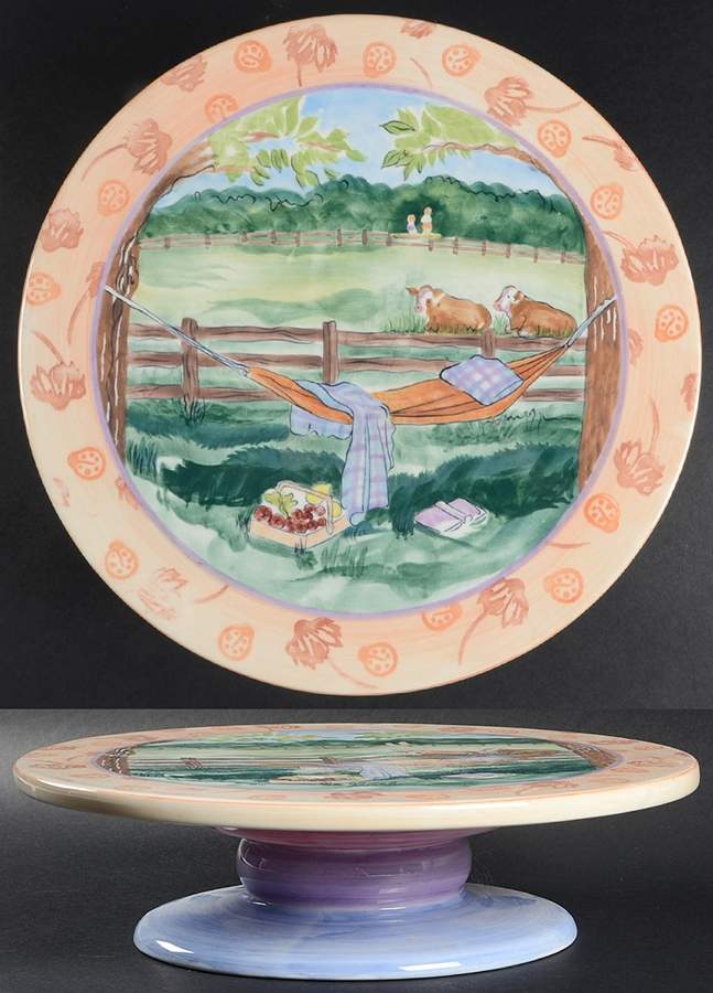 In The Garden Footed Cake Plate by Zrike-1