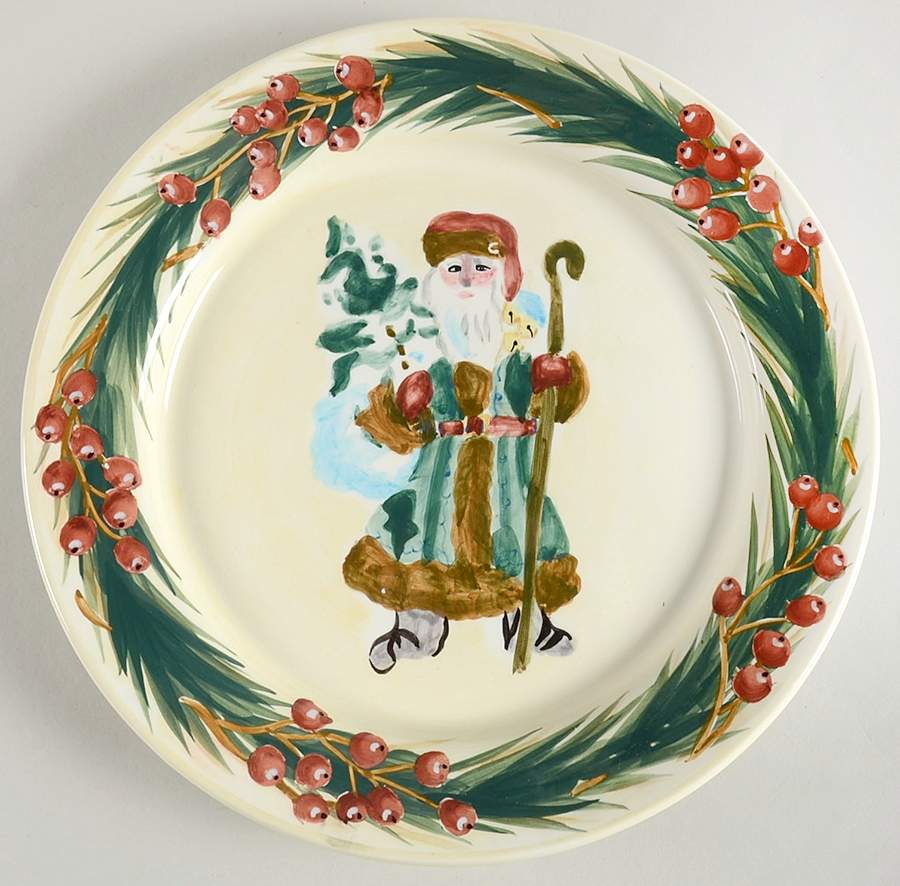 Vintage Santas Dessert/Pie Plate by Zrike-1