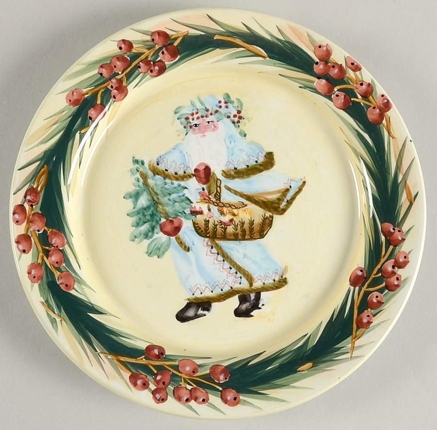 Vintage Santas Dessert/Pie Plate by Zrike-1