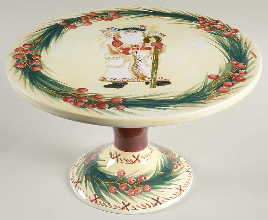 Vintage Santas 11" Diameter Pedestal Cake Stand by Zrike-1