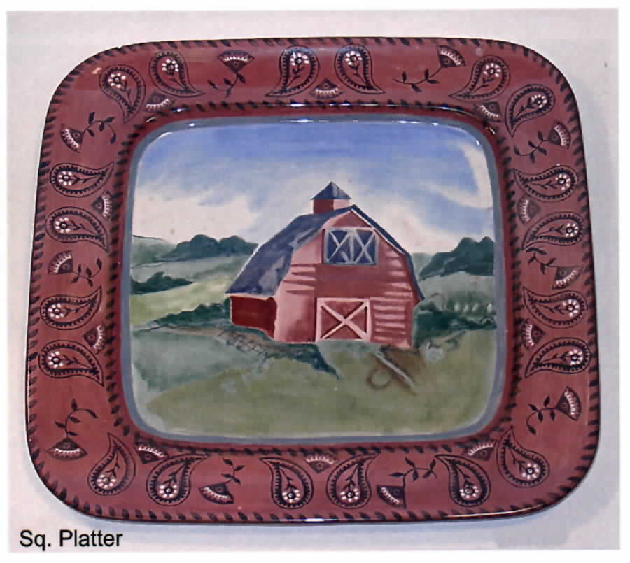 Barnyards & Bandanas 16" Square Serving Platter by Zrike-1
