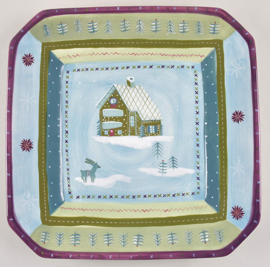 Ski Lodge 16" Square Serving Platter by Zrike-1