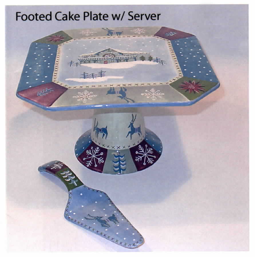 Ski Lodge Footed Cake Plate & Server (Boxed) by Zrike-1