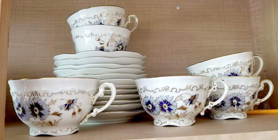 9335-059 Footed Cup & Saucer Set by Zsolnay-1