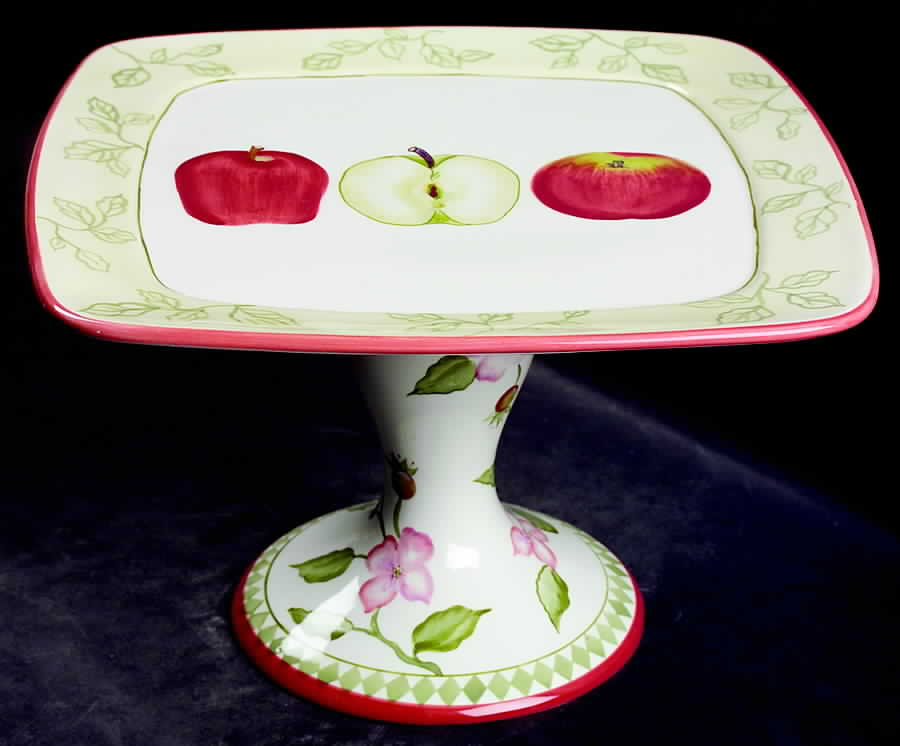 Apple Blossoms 11" Diameter Pedestal Cake Stand by Zrike-1