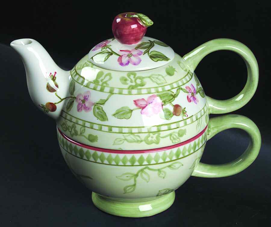 Apple Blossoms Individual Teapot & Lid with Cup by Zrike-1