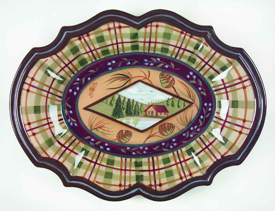 Vintage Cabin 16" Oval Serving Platter by Zrike-1