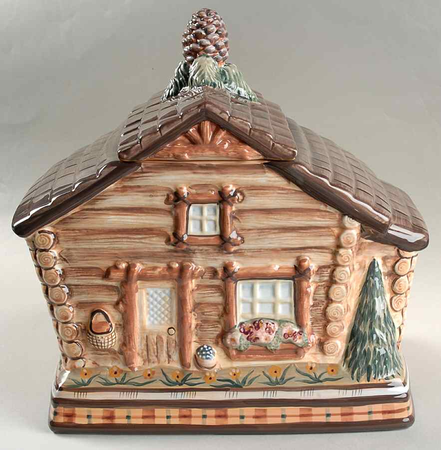 Vintage Cabin Figural Cookie Jar & Lid by Zrike-1