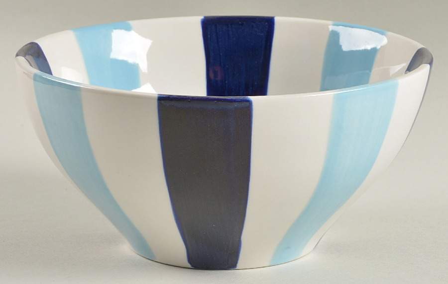 Stripes Blue (Blue Navy White) Soup/Cereal Bowl by Zrike-1