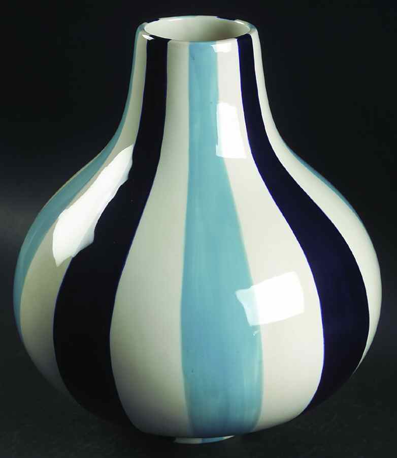 Stripes Blue (Blue Navy White) 10" Vase by Zrike-1
