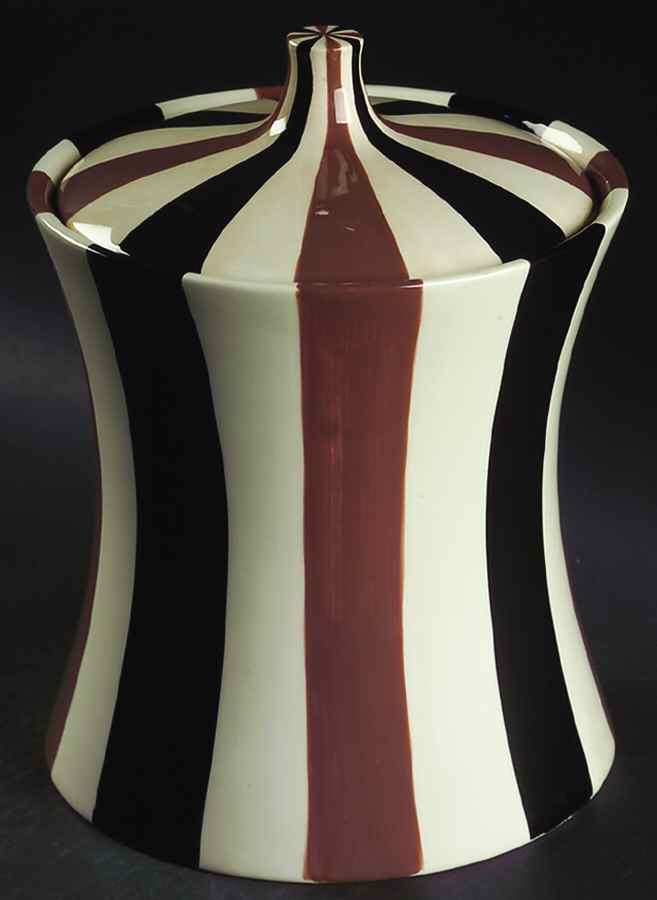 Stripes Brown (Brown Black White) Cookie Jar & Lid by Zrike-1