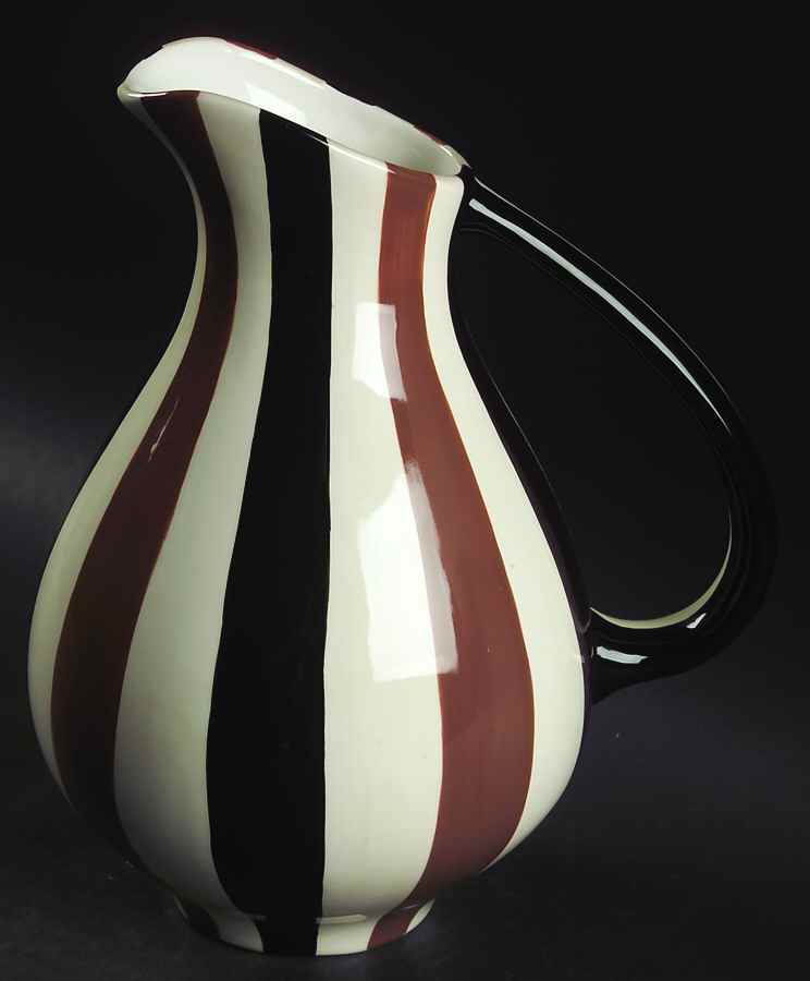 Stripes Brown (Brown Black White) 80 Oz Pitcher by Zrike-1