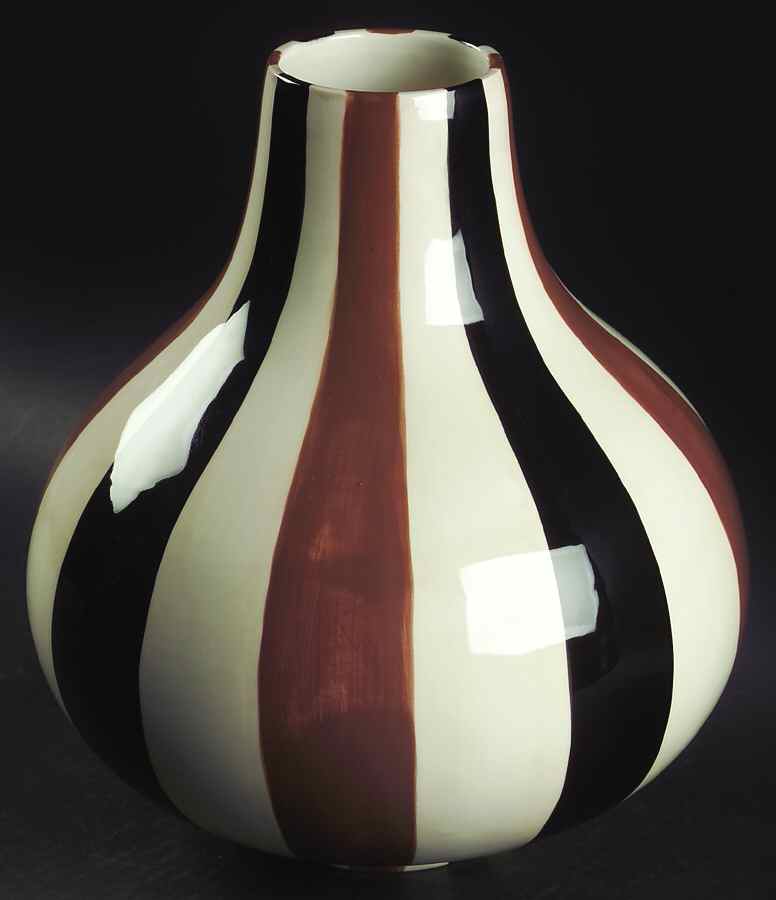 Stripes Brown (Brown Black White) 10" Vase by Zrike-1
