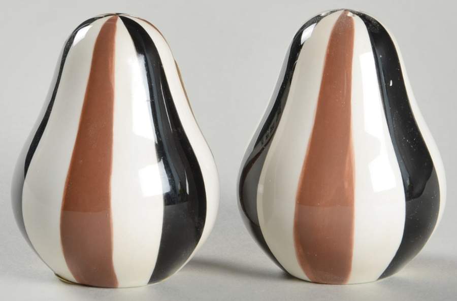 Stripes Brown (Brown Black White) Salt & Pepper Set by Zrike-1