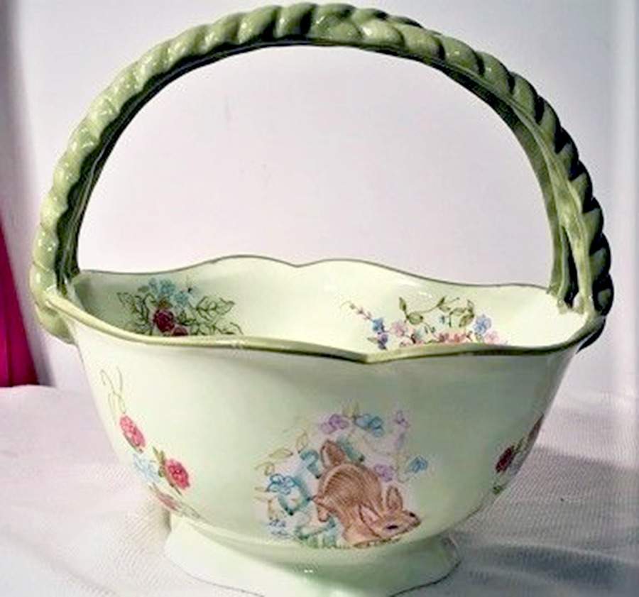 Rabbits and Raspberries Medium Basket with Handle by Zrike-1