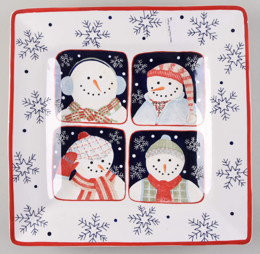 Snowman Portraits Square Tray by Zak Designs-1