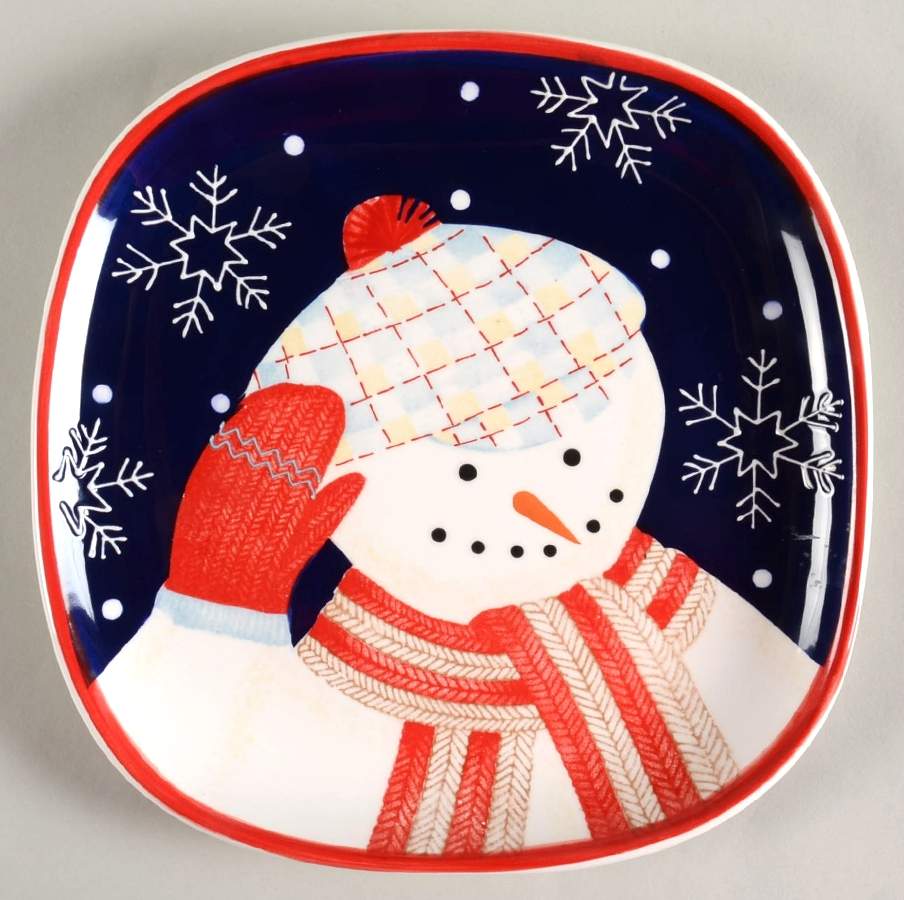 Snowman Portraits Square Salad Plate by Zak Designs-1