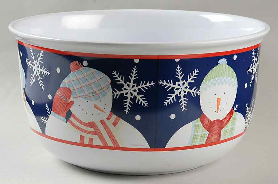 Snowman Portraits Melamine Popcorn Bowl by Zak Designs-1
