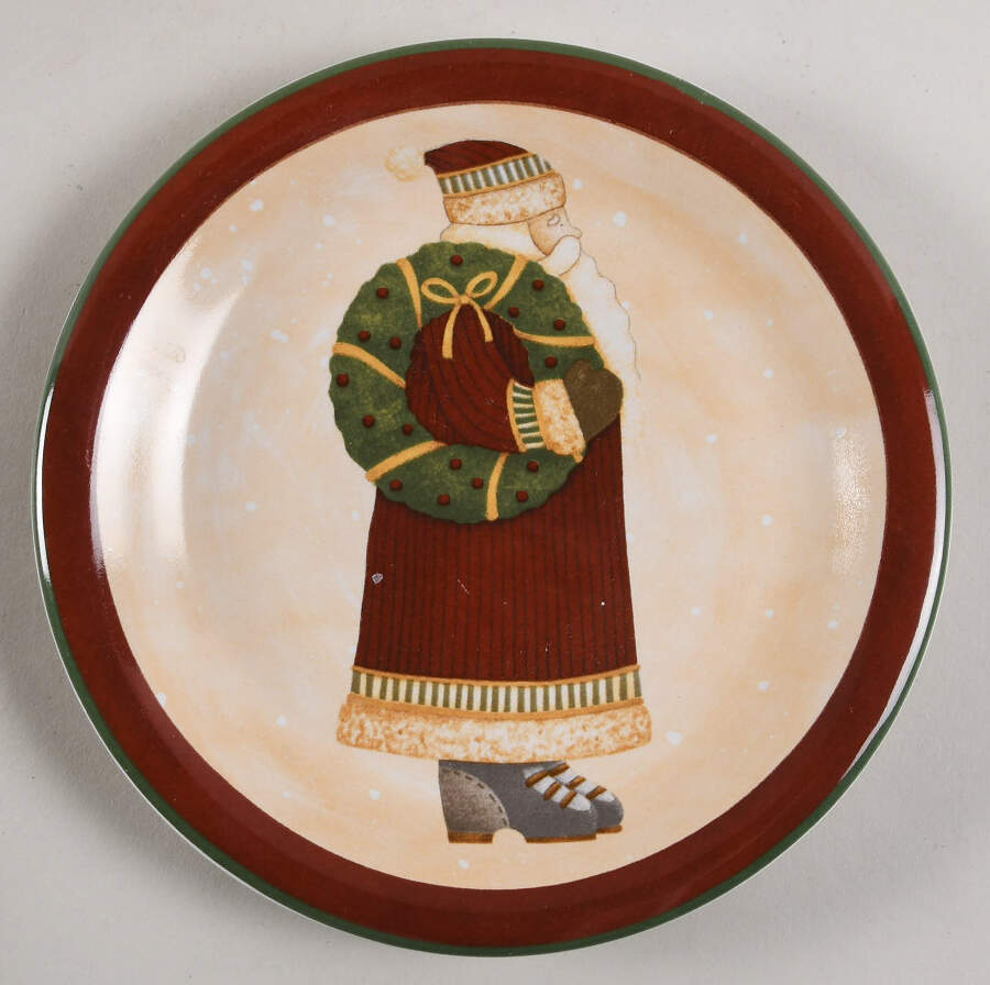 Folk Art Santas Salad Plate by Zak Designs-1