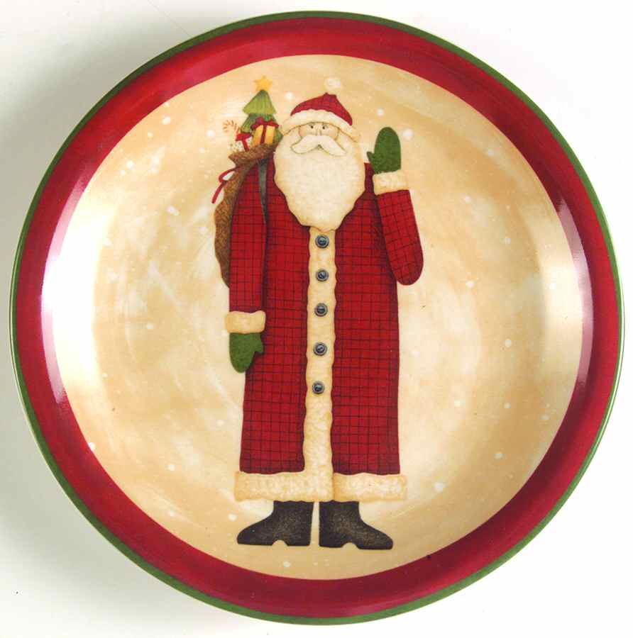 Folk Art Santas Salad Plate by Zak Designs-1