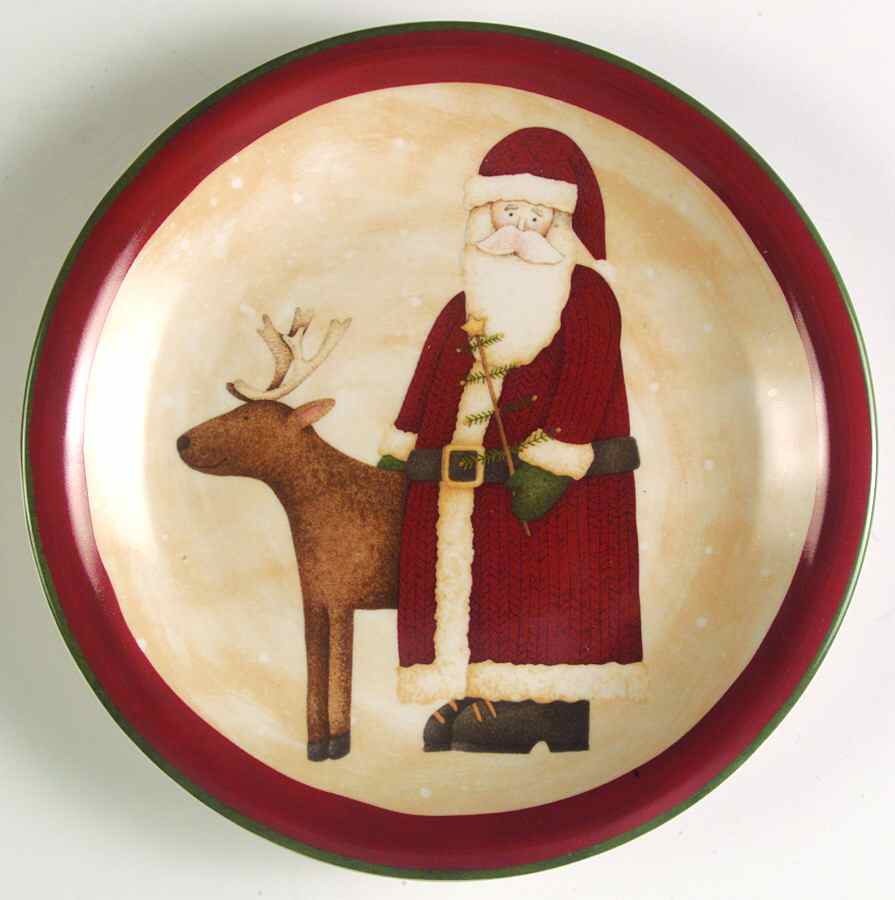 Folk Art Santas Salad Plate by Zak Designs-1
