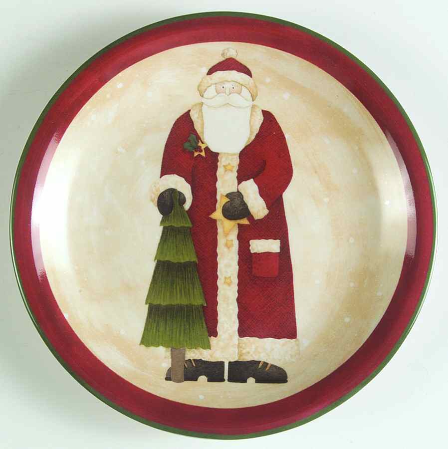Folk Art Santas Salad Plate by Zak Designs-1
