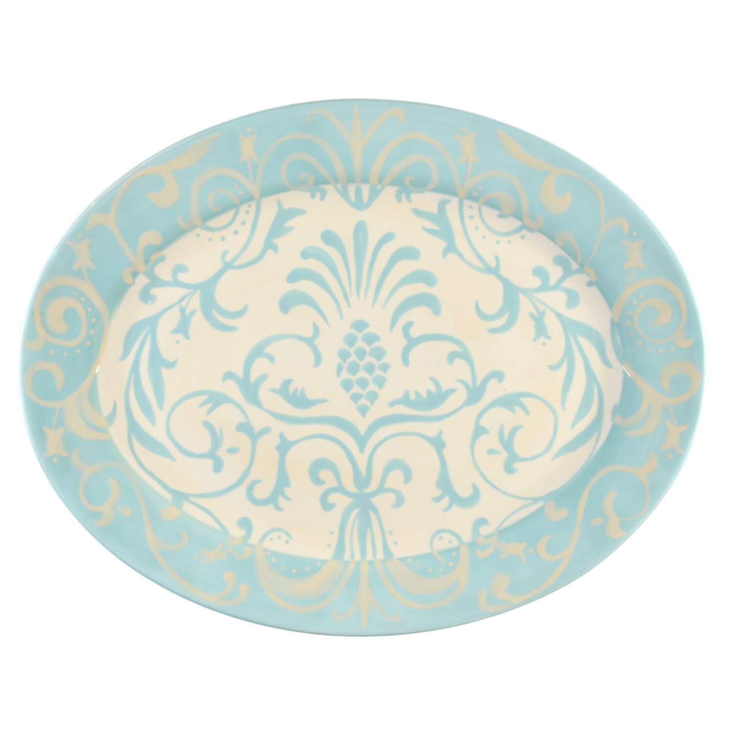 Victoria Blue 18" Oval Serving Platter by Zrike-1
