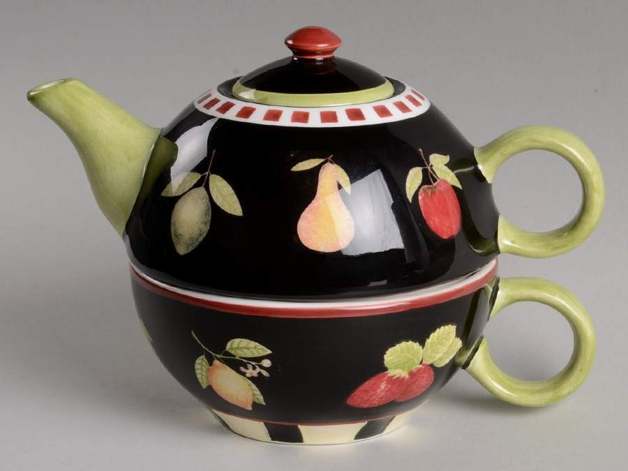 Classic Fruit Bowls Tea for 1 (Stacking Individual Teapot & Mug/Cup) by Zak Designs-1