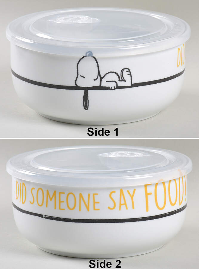 Peanuts 6" Storage Bowl Ceramic with Plastic Lid by Zrike-1