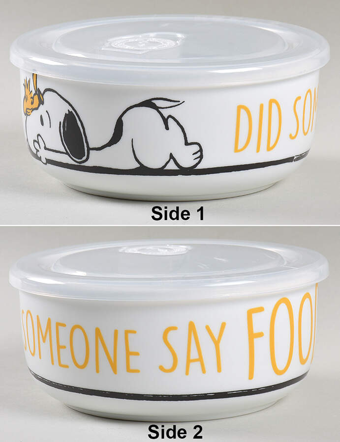 Peanuts 5" Storage Bowl Ceramic with Plastic Lid by Zrike-1