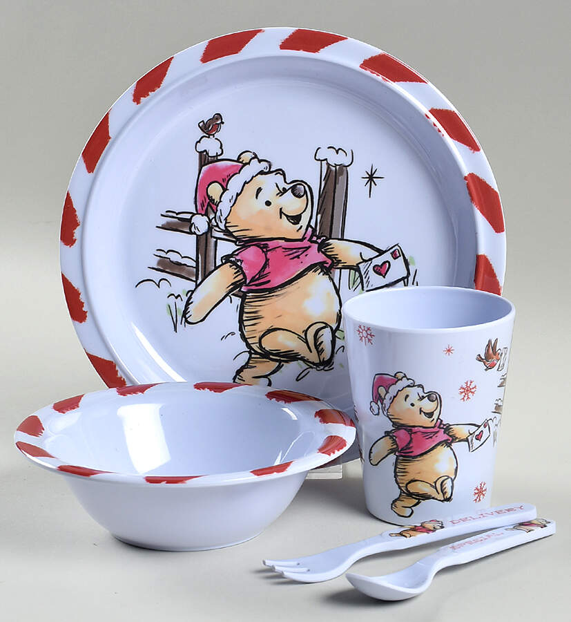 Pooh Christmas (5 Piece) Melamine Child's Set by Zrike-1
