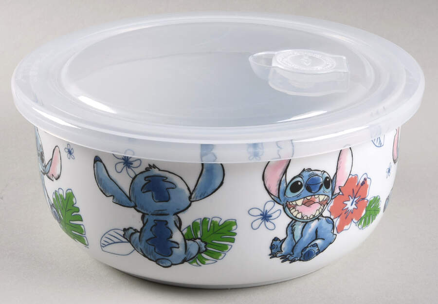 Stitch 32 Oz Round Plastic Microwave Bowl w/Vent Lid by Zrike-1