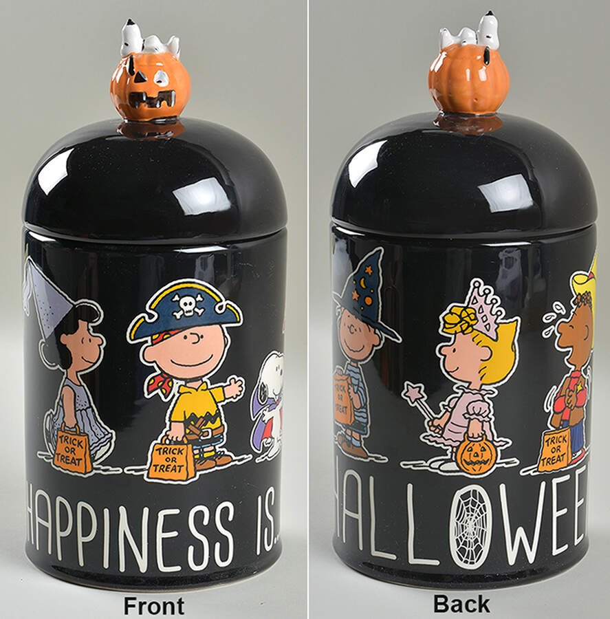 Peanuts Halloween Cookie Jar & Lid by Zrike-1