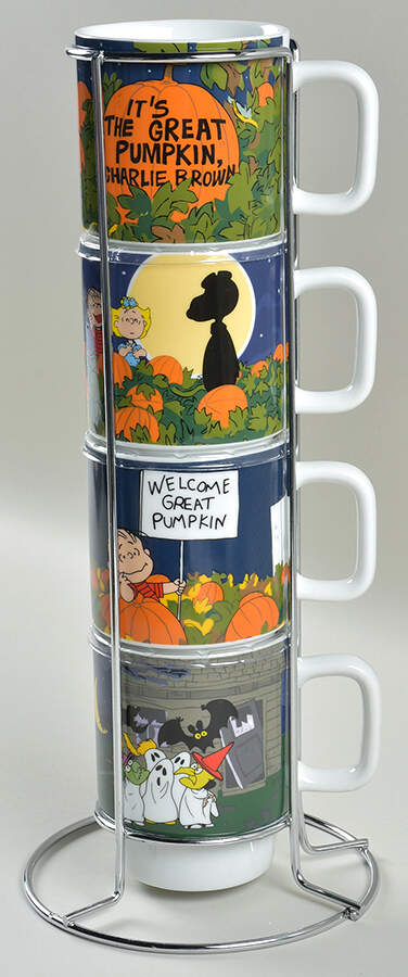Peanuts Halloween Stackable Mug - Set of 4 & Metal Holder by Zrike-1