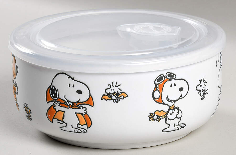 Peanuts Halloween 26 Oz Round Plastic Microwave Bowl & Vented Lid by Zrike-1