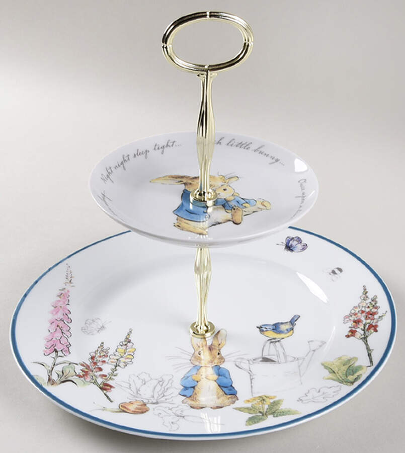 Peter Rabbit Classic 6 5/8"-10"  2 Tiered Serving Tray (Dp, Sp) HC by Zrike-1