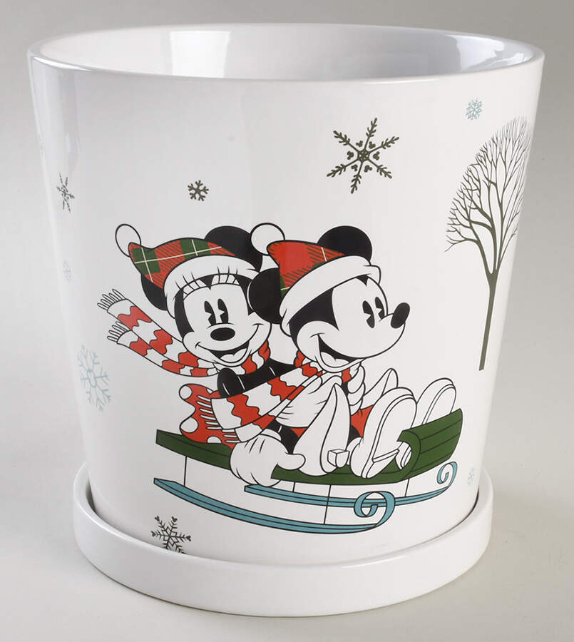 Mickey and Minnie Christmas Fun 7" Planter by Zrike-1